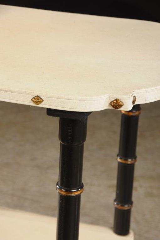 Mid-20th Century Art Deco Period Vellum and Ebonized Two-Tier Vintage French Table, circa 1930