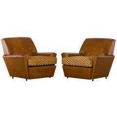 Pair of Vintage Mid-Century Modern Cushioned French Armchairs, circa 1965