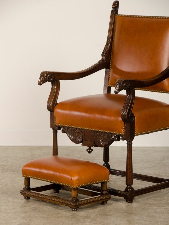 A handsome Henri II style walnut armchair from France c.1875