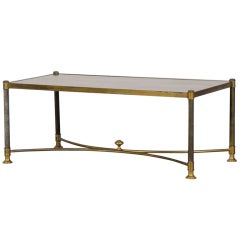 Vintage A Steel, Brass And Ebony Coffee Table From France C.1930