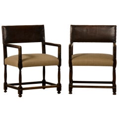 Antique Renaissance Style Carved Walnut Armchairs, Italy c.1810