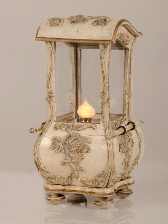 Louis XV Style Painted and Carved Wood Sedan Chair Lamp ca. 1830