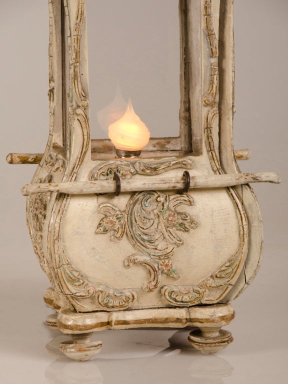 Louis XV Style Painted and Carved Wood Sedan Chair Lamp ca. 1830  1