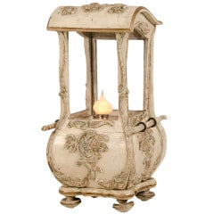 Used Louis XV Style Painted and Carved Wood Sedan Chair Lamp ca. 1830 