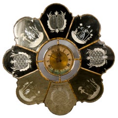 Gilded Metal and Etched Glass Clock from France ca. 1930