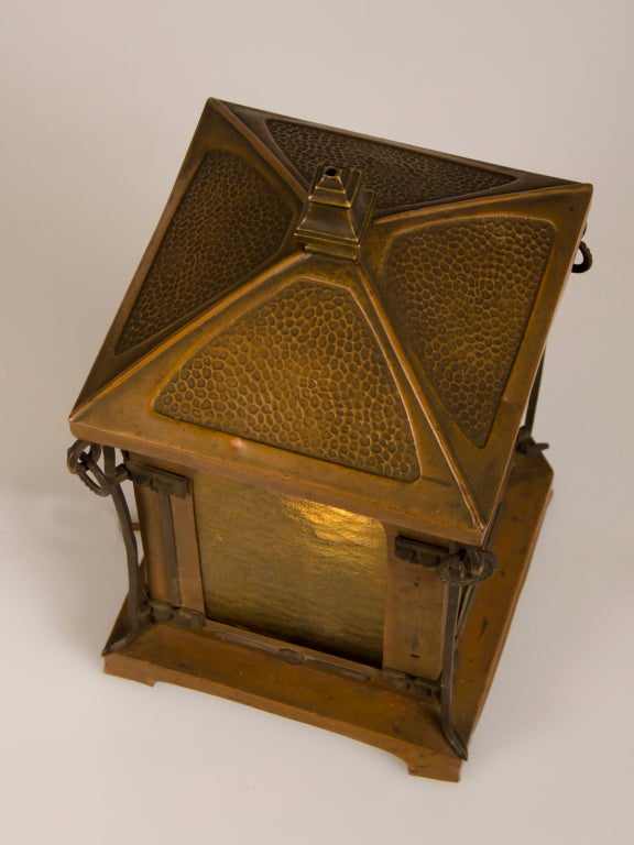 Antique French Art Nouveau Period Copper Table Top Lantern circa 1900