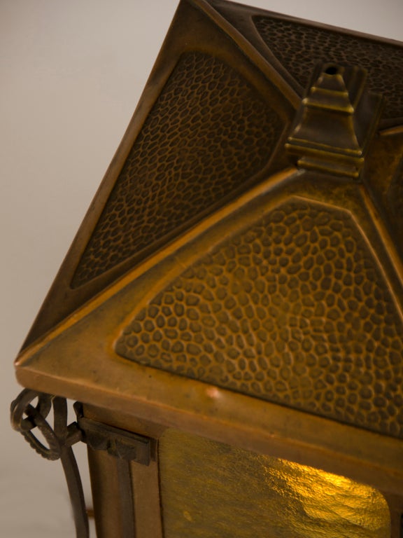 Antique French Art Nouveau Period Copper Table Top Lantern circa 1900