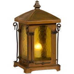 Antique French Art Nouveau Period Copper Table Top Lantern circa 1900