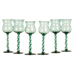 Antique French Set of Six Hand Blown Wine Glasses circa 1875