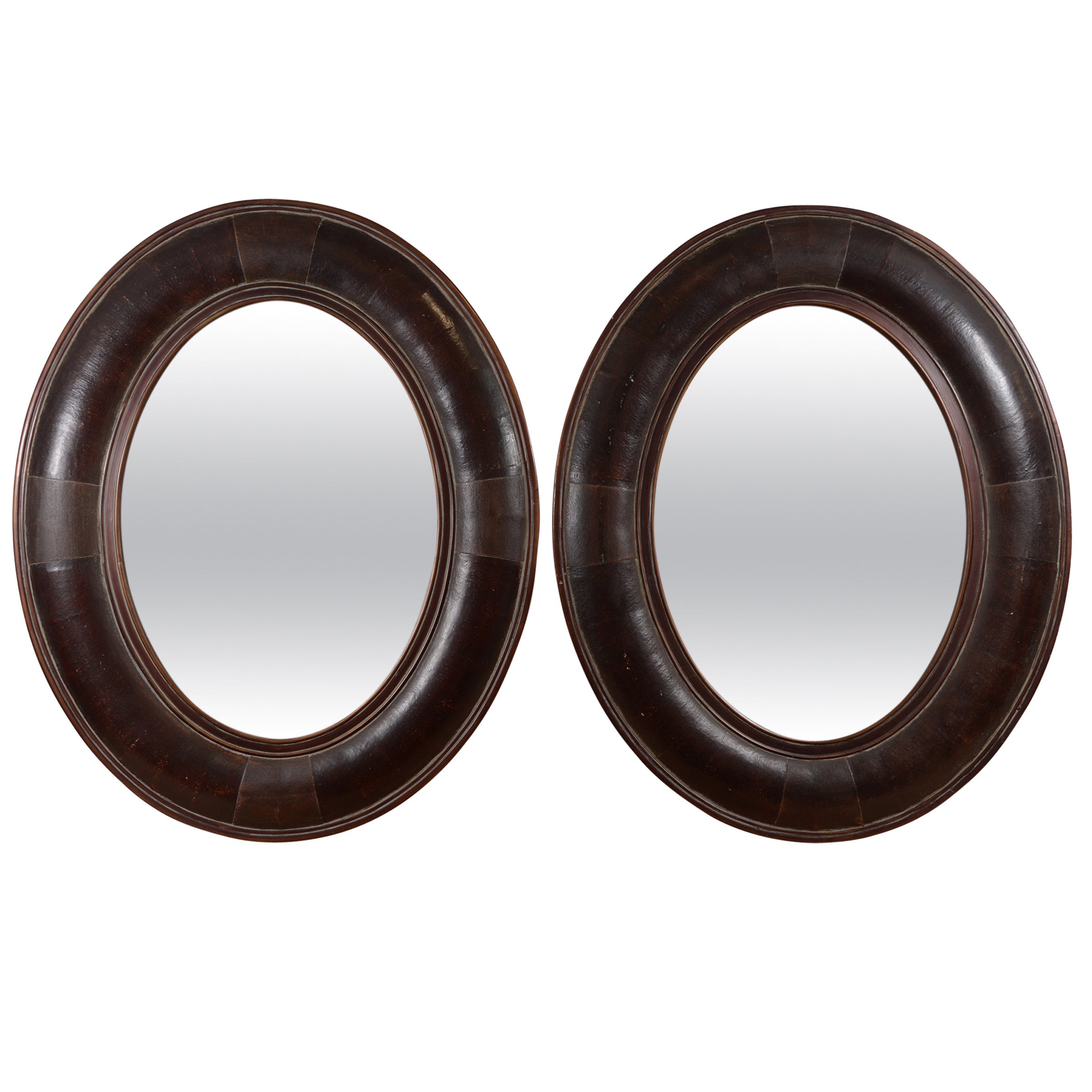 Pair of French Leather Mirrors