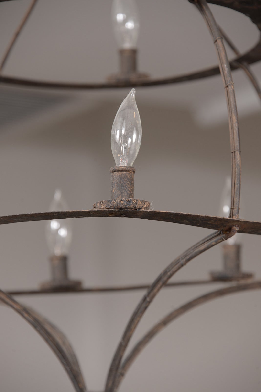 French iron chandelier circa 1900 wired for the US.