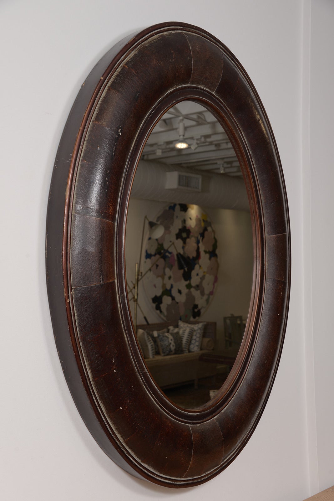 Pair of French Leather Mirrors 1