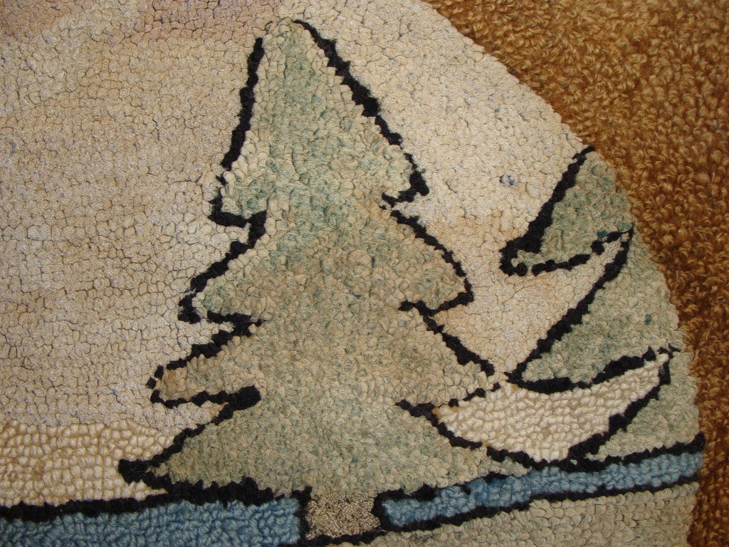 Mid-20th Century Vintage American hooked rug; size 2' x 3'4