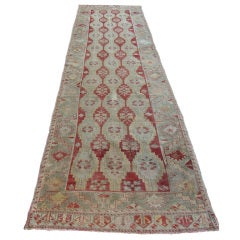 Antique Oushak runner; size 3'3" x 13'3"