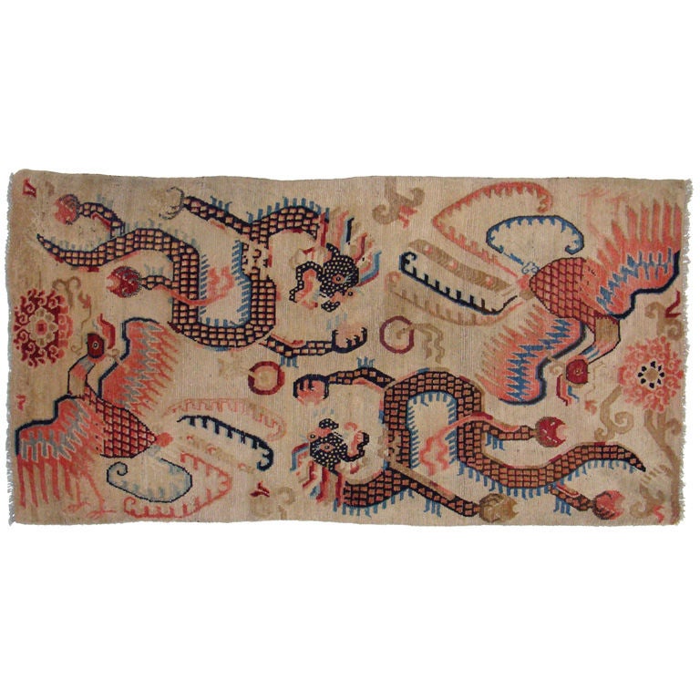 Antique Tibetan rug For Sale
