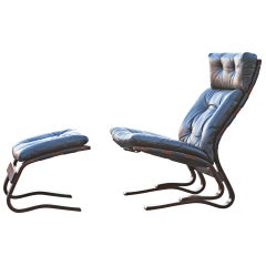 Westnofa Scandinavian Rosewood Lounge Chair & Ottoman