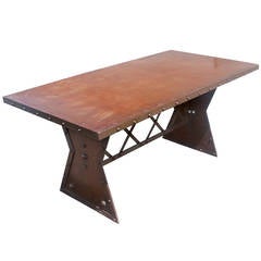 72" Industrial Machine Age French Steel Dining Table