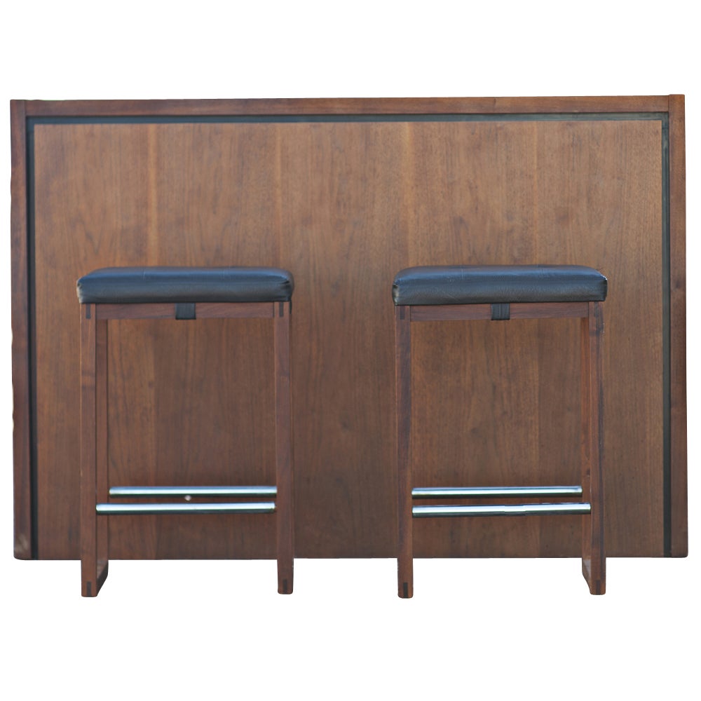 Pair Of Walnut Bar Stools From Maurice Villency