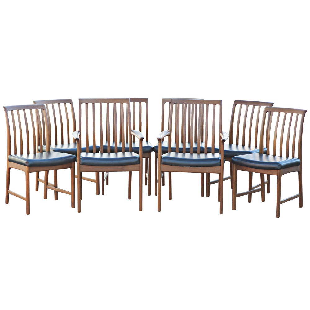 Eight Teak Dux Scandinavian Dining Chairs