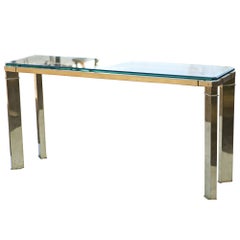 Mastercraft Brass And Glass Console Sofa Table
