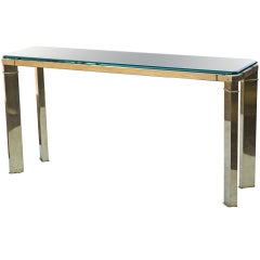 Mastercraft Brass And Glass Console Sofa Table 6