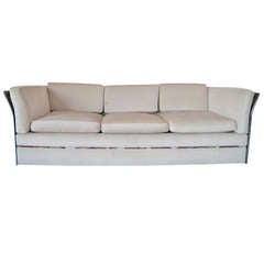 Vintage Chrome Frame Sofa style of Milo Baughman