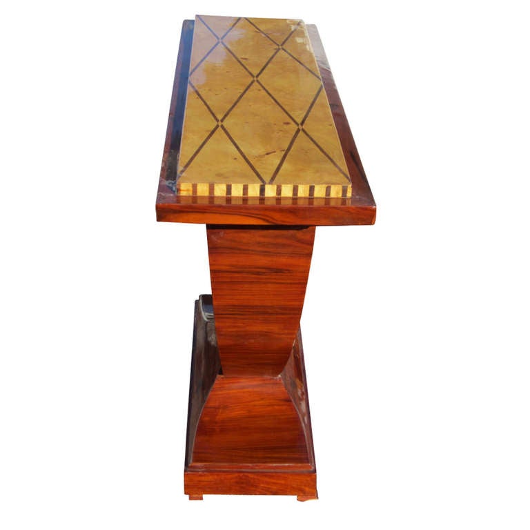 20th Century Art Deco Style Maple Burl Console Table