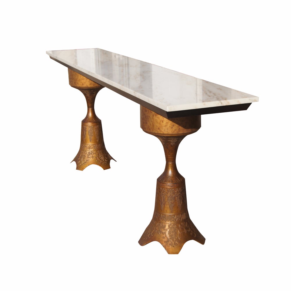 Unique Bronze & Marble Console Table