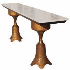 Unique Bronze & Marble Console Table