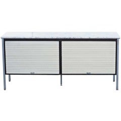 Florence Knoll Style Metal And Marble Credenza