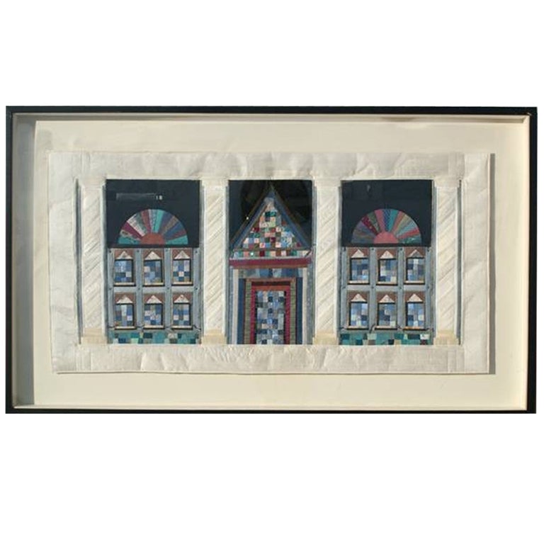 Lucinda Carlstrom Large Framed Architectural Fabric Art