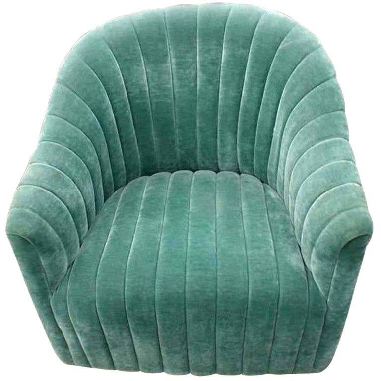 Mid-Century Modern 1 Ward Bennett For Brickell Green Mohair Lounge Chair