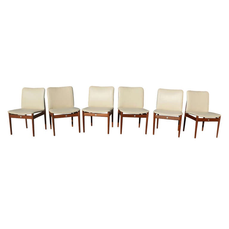 Restored set of eight teak dining chairs by Finn Juhl 