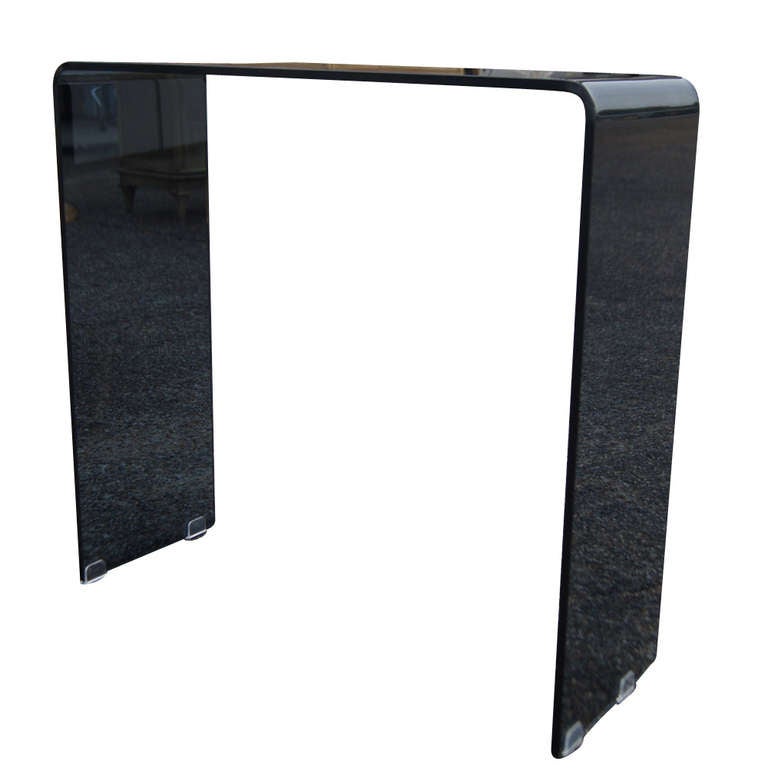 Smoke Grey Glass Waterfall Console Table In Good Condition In Pasadena, TX
