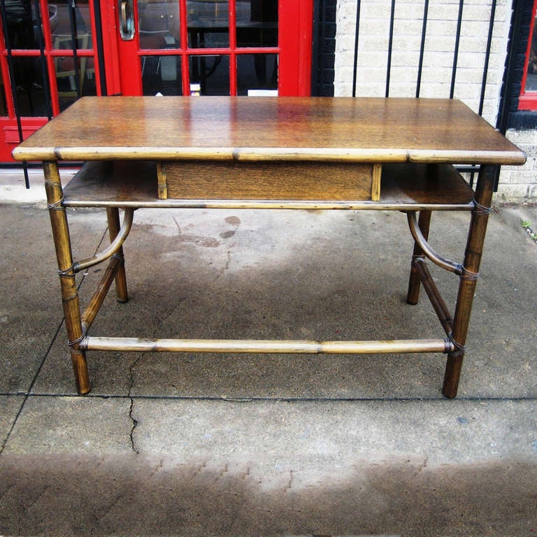 American McGuire Faux Bamboo Campaign Style Desk
