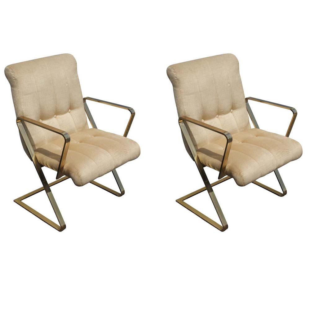 Pair Of Milo Baughman For Thayer Coggin Dining Arm Chairs