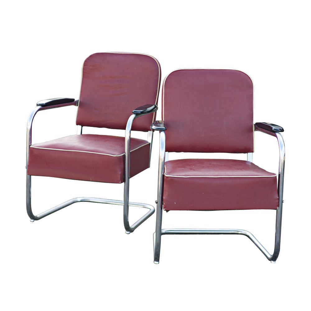 Pair Of Art Deco Royal Chrome By Lloyd Lounge Chairs
