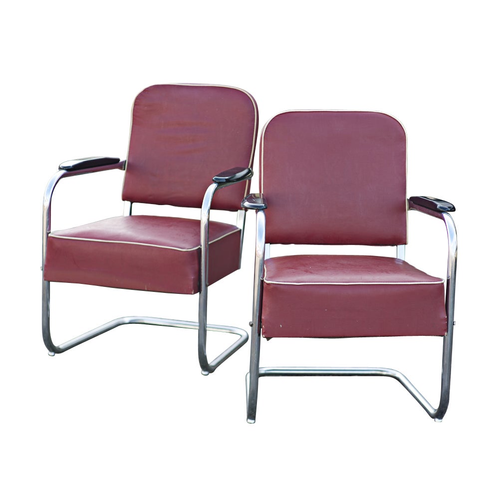 Pair Of Art Deco Royal Chrome By Lloyd Lounge Chairs 