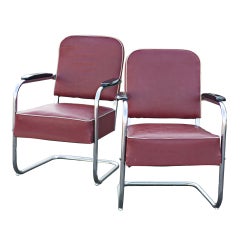 Pair Of Art Deco Royal Chrome By Lloyd Lounge Chairs 