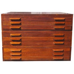 Vintage Mid Century 9 Drawer Flat File Cabinet