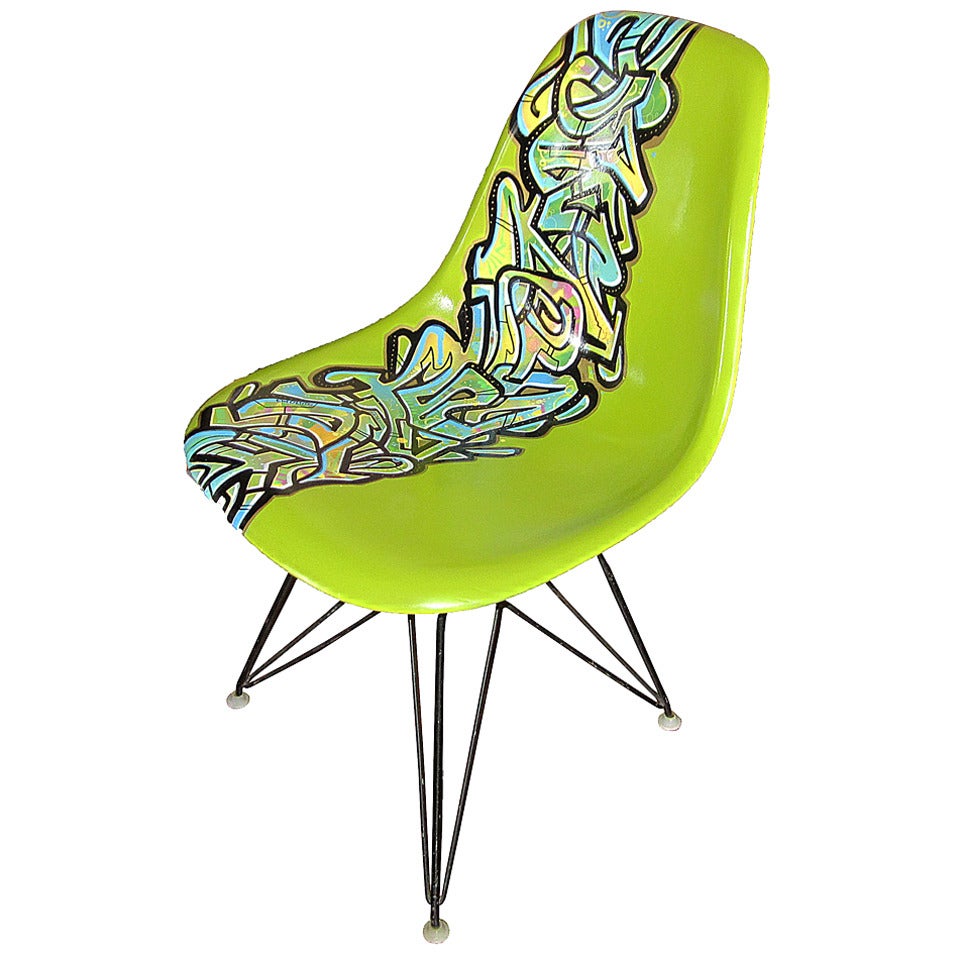 Vintage Eames Chair for Herman Miller Reimagined by Graffiti Artist GONZO247