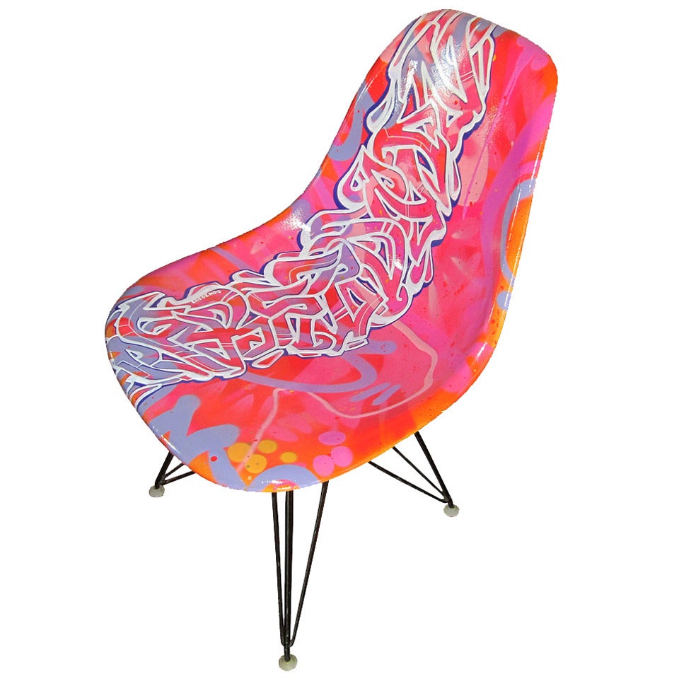 Vintage Eames Chair for Herman Miller Reimagined by Graffiti Artist GONZO247