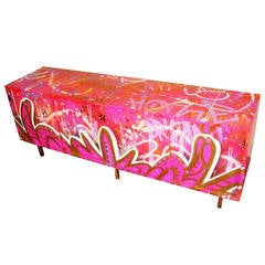 Vintage Florence Knoll Credenza with Graffiti Reimagined by Artist GONZ0247