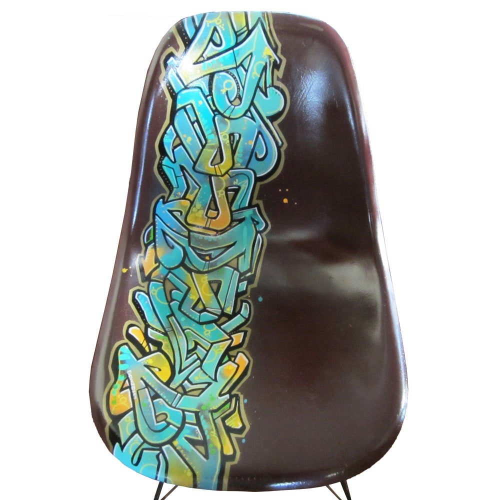 American Vintage Eames Chair for Herman Miller Reimagined by Graffiti Artist Gonzo247