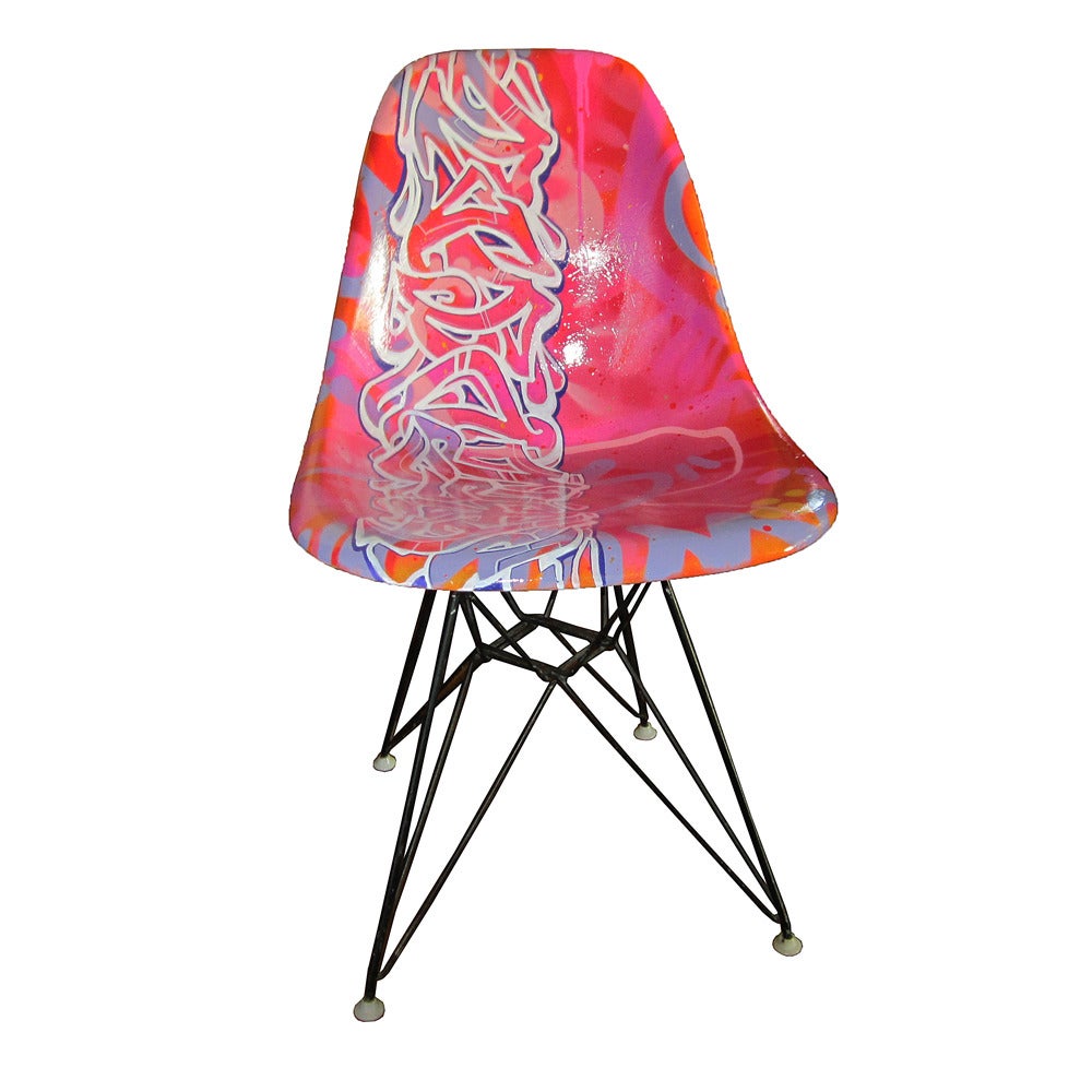 Vintage Eames Chair for Herman Miller Reimagined by Graffiti Artist GONZO247