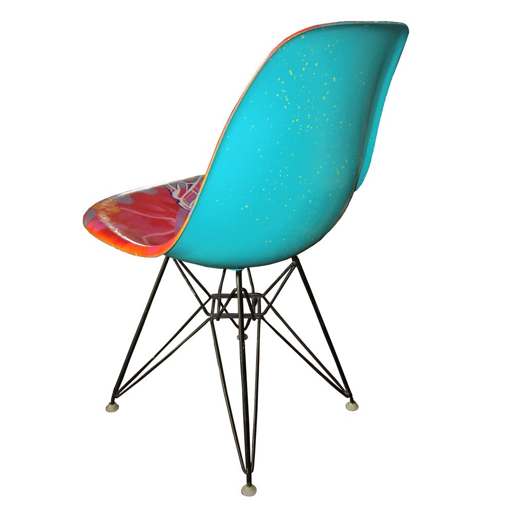 Mid-Century Modern Vintage Eames Chair for Herman Miller Reimagined by Graffiti Artist GONZO247