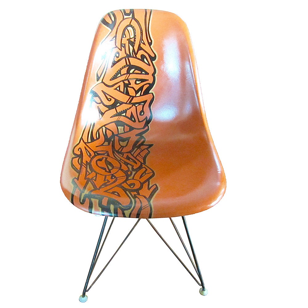 Vintage Eames Chair for Herman Miller Reimagined by Graffiti Artist GONZO247