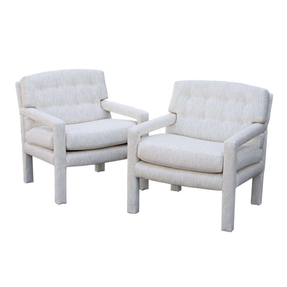 Pair Of Milo Baughman Parson Style Lounge Chairs