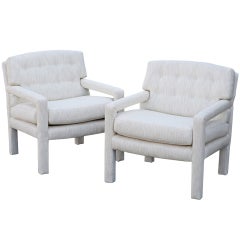 Pair Of Milo Baughman Parson Style Lounge Chairs