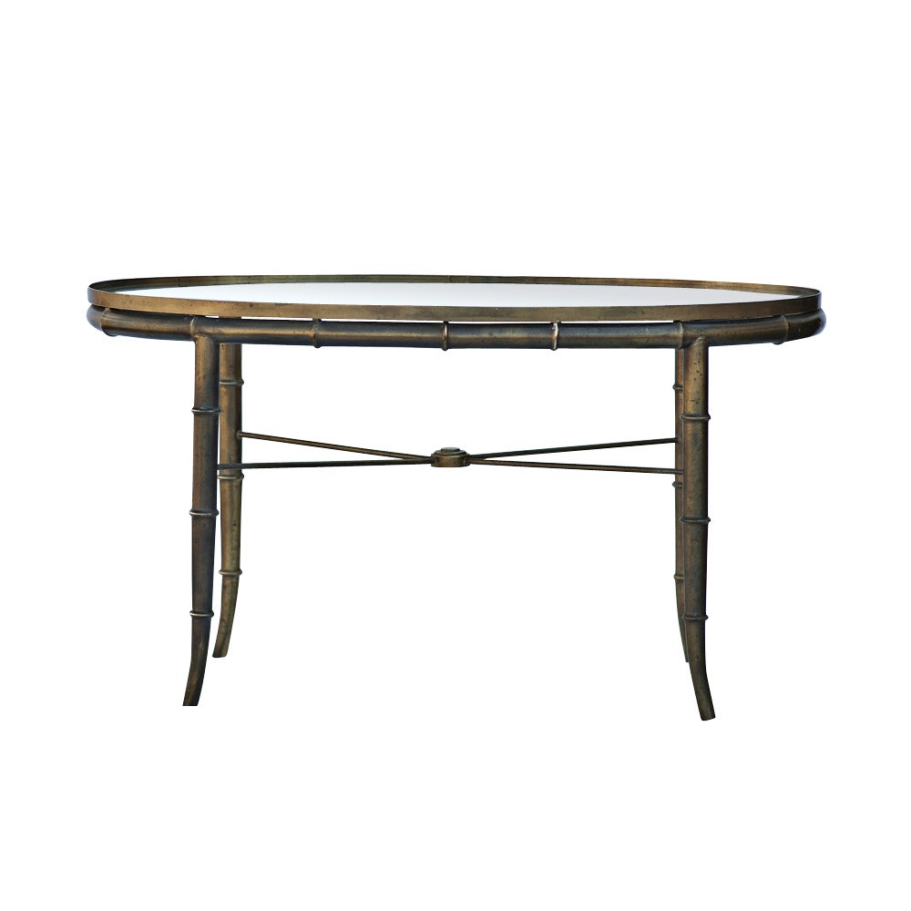 Mastercraft Brass Bamboo Oval Cocktail Table